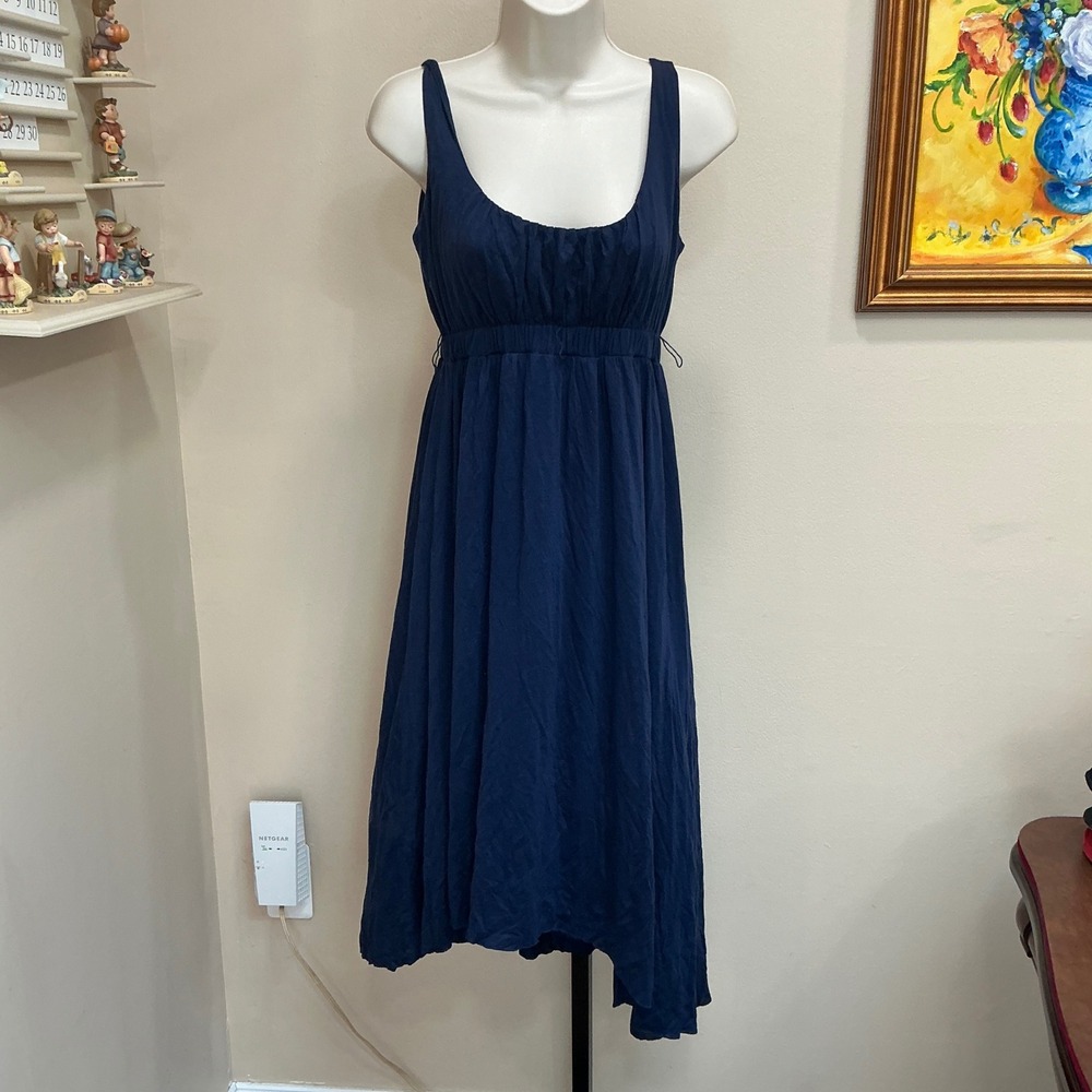 Velvet by Graham & Spencer Dress S Blue Lyocell Empire Waist Handkerchief Midi